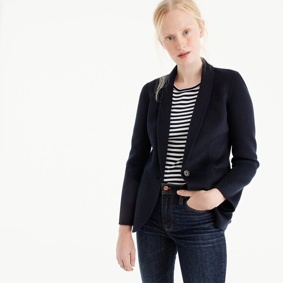 J. Crew Collection Cashmere Blazer Jacket Navy - Picture 3 of 5